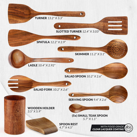 Zulay Kitchen teak salad fork, smooth and scratch-free on cookware