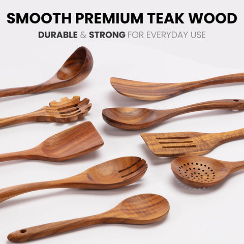 Close-up of Zulay Kitchen teak salad fork with durable grain