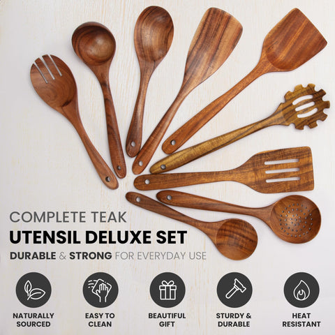 Zulay Kitchen serving spoon in teak with easy-to-grip handle