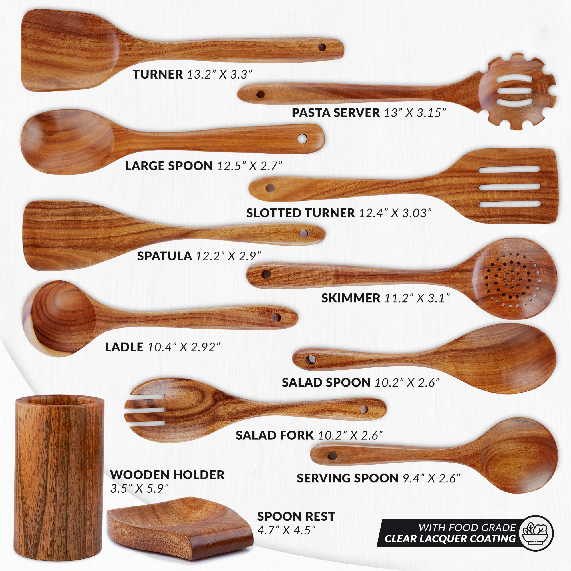 Zulay Kitchen teak skimmer ready for quick draining without scratching.