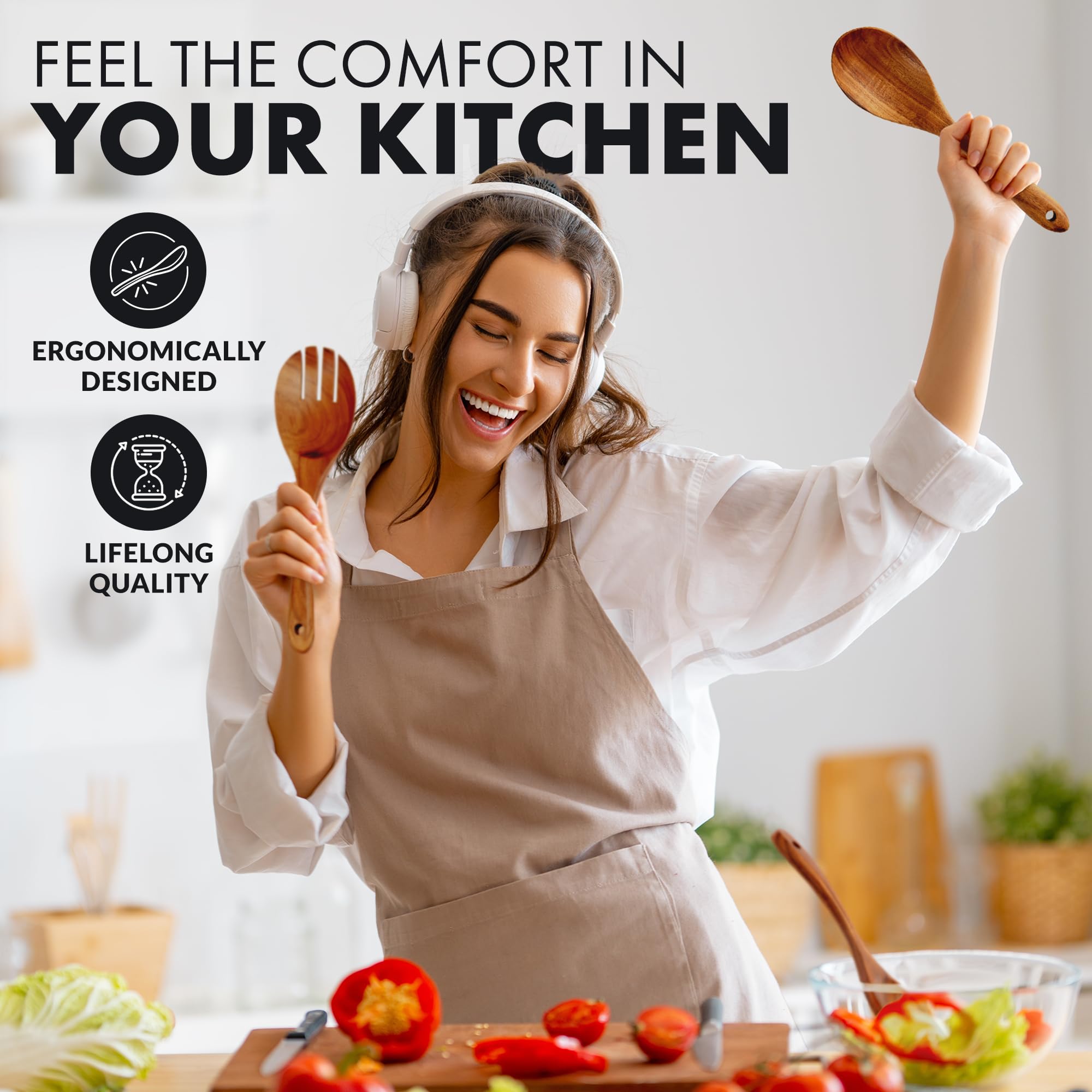 Zulay Kitchen teak wooden spoon rest keeps counters tidy and utensils ready