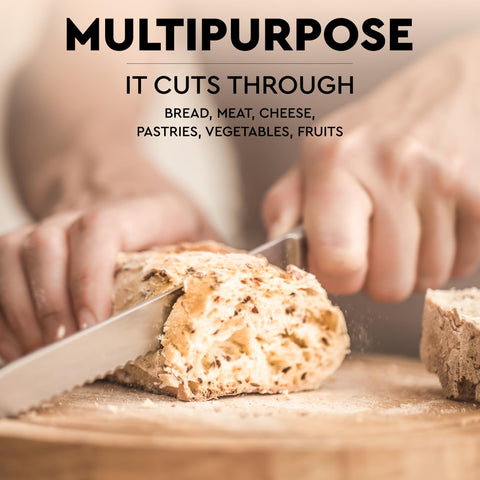 Zulay Kitchen ultra-sharp serrated edge delivers effortless cuts through crust.