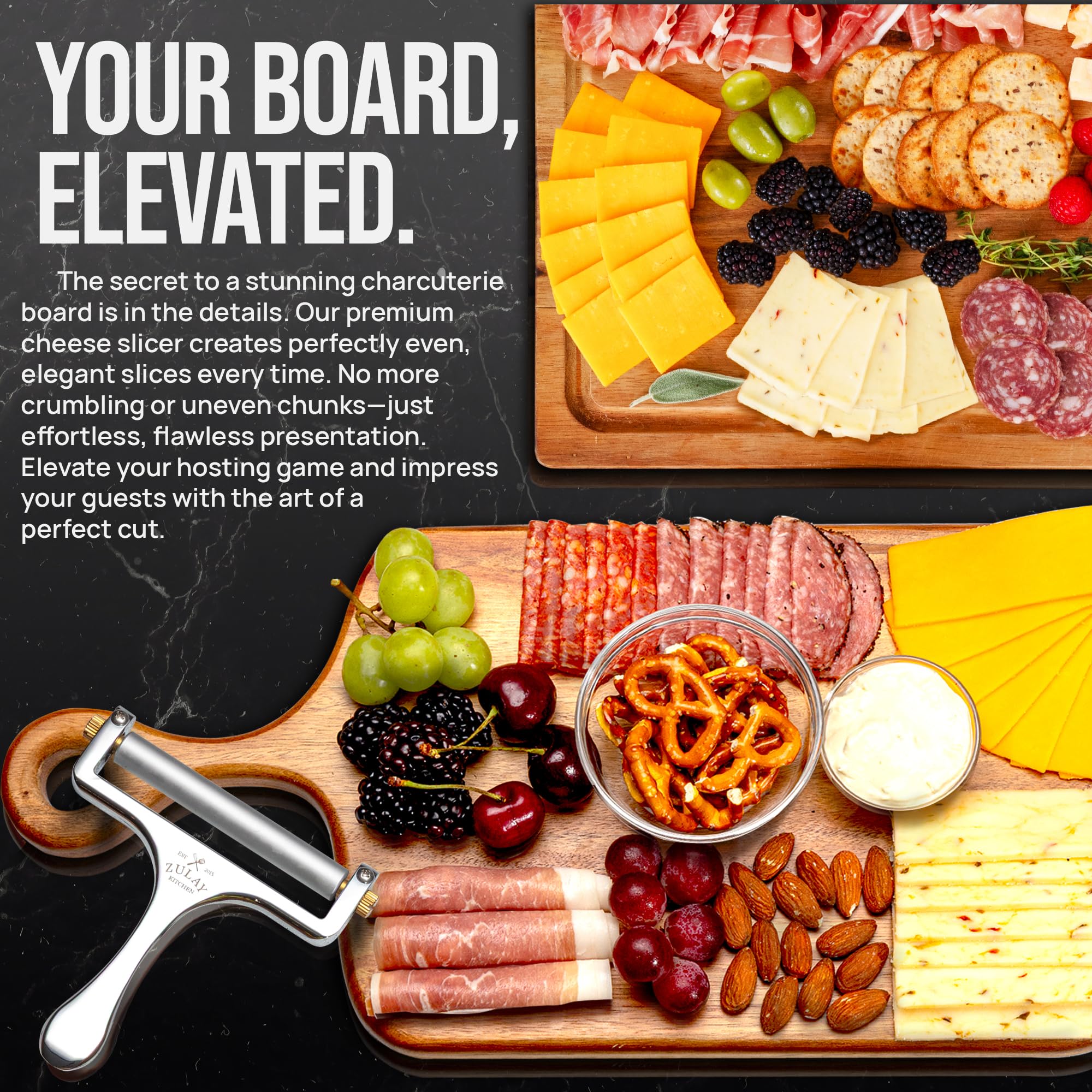 Zulay Kitchen wide 3-8 inch block slicing capability for larger blocks.
