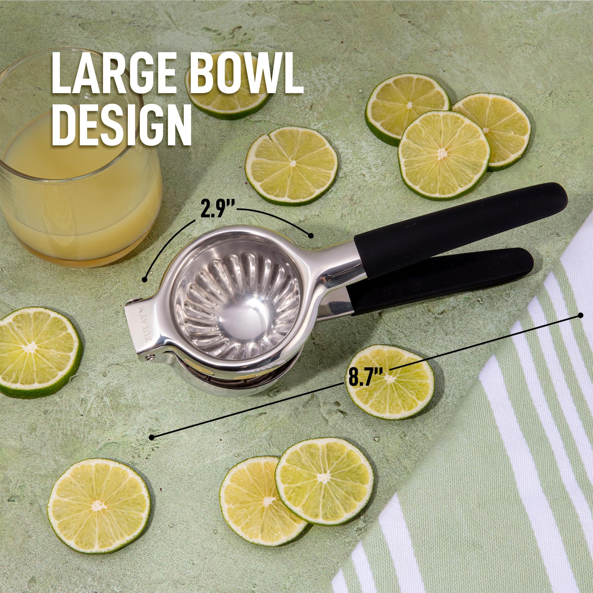 Zulay Lemon Squeezer showing blue grip handle for comfortable squeezing.