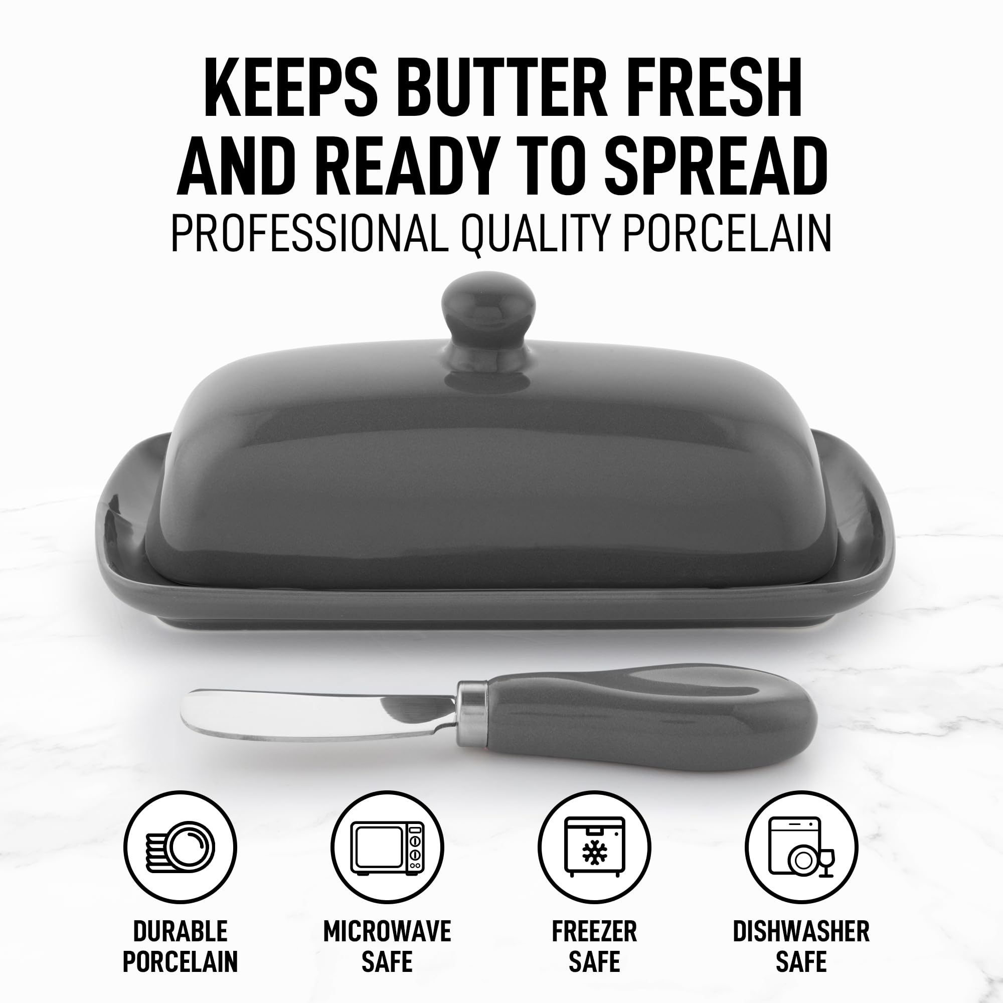 Zulay porcelain white butter dish complements any kitchen while preserving butter texture