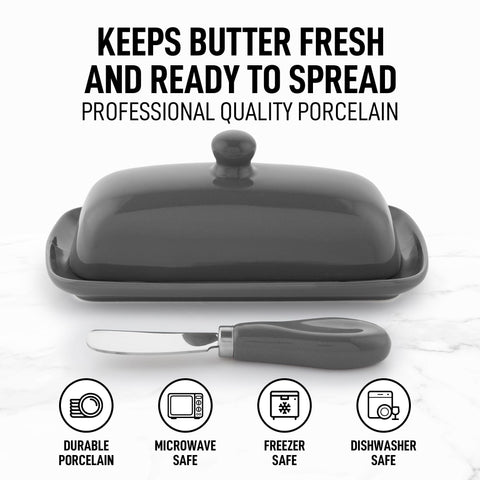 Zulay porcelain white butter dish complements any kitchen while preserving butter texture