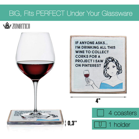 Zumatico coaster display with holder keeps surfaces clean