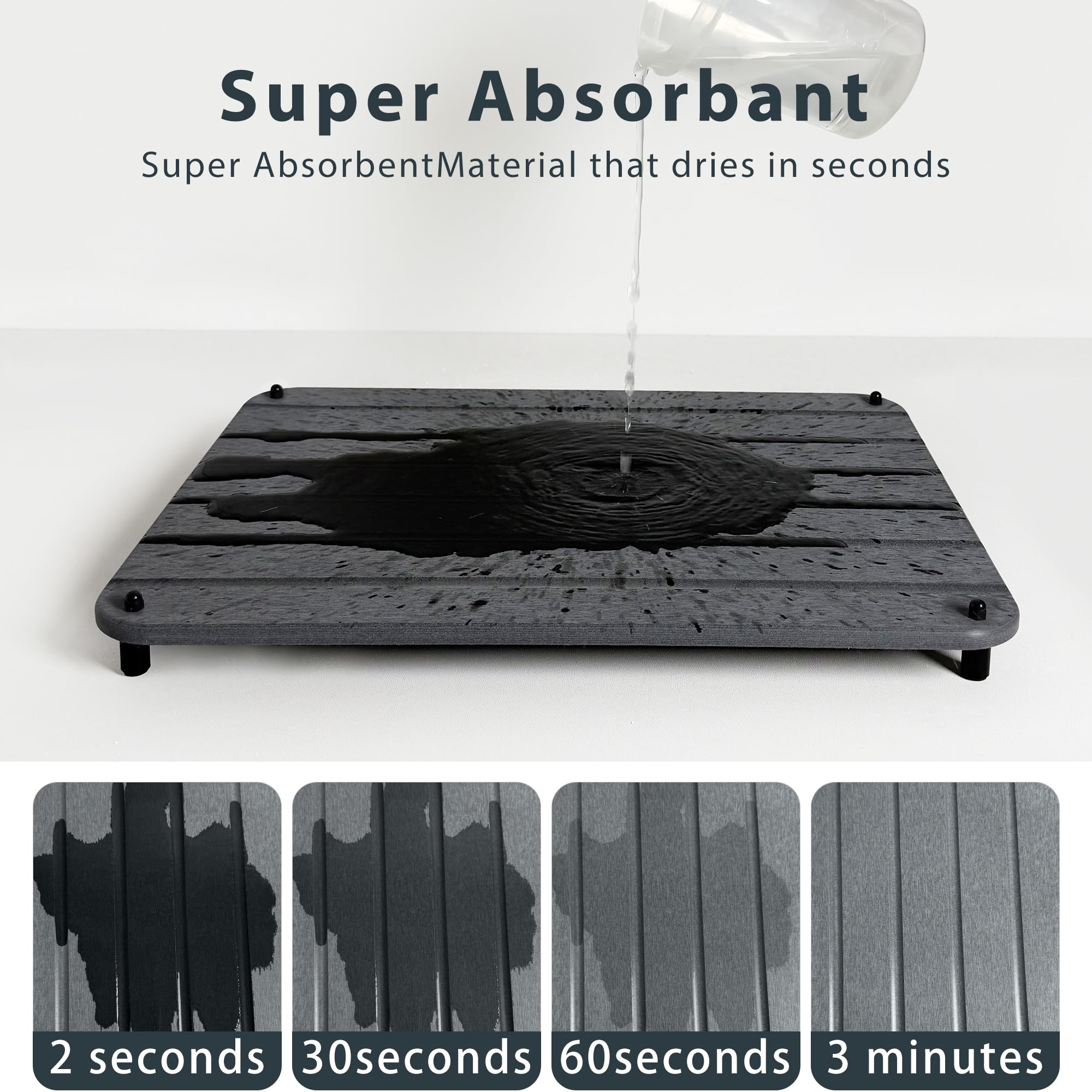 ZumenDa anti-slip feet stabilize the mat during busy dishwashing.