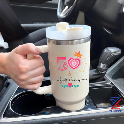 ZUNEZX on-the-go cup fits car cup holders for convenient sipping