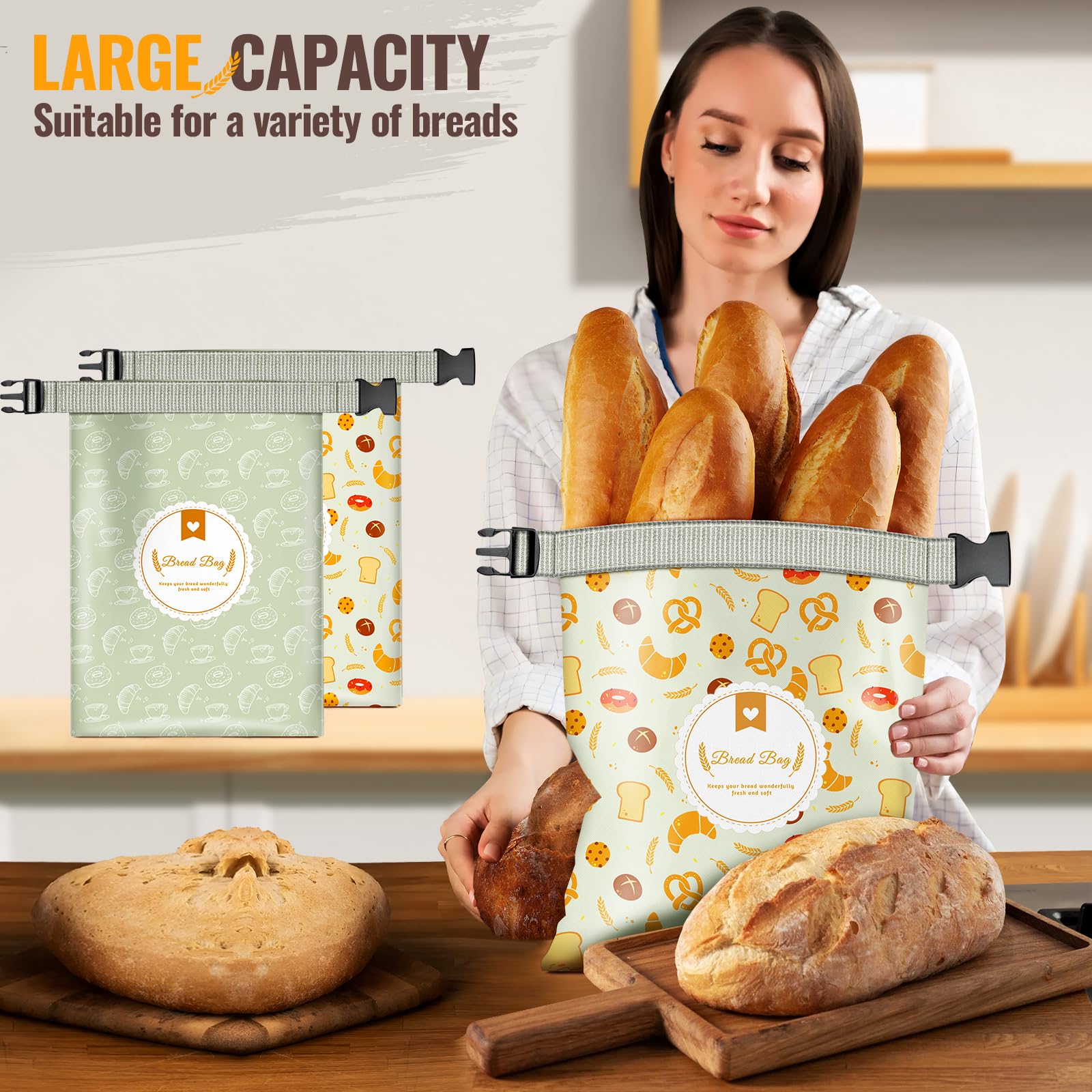 Freezer-safe Zunmial bag protects bread from freezer burn and maintains texture