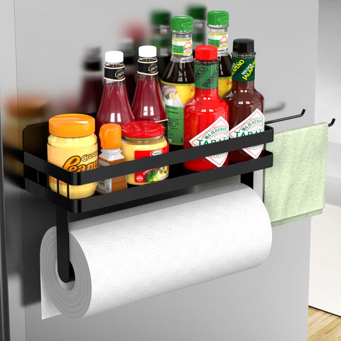 ZUNTO paper towel holder on fridge keeps towels within reach and tidy.
