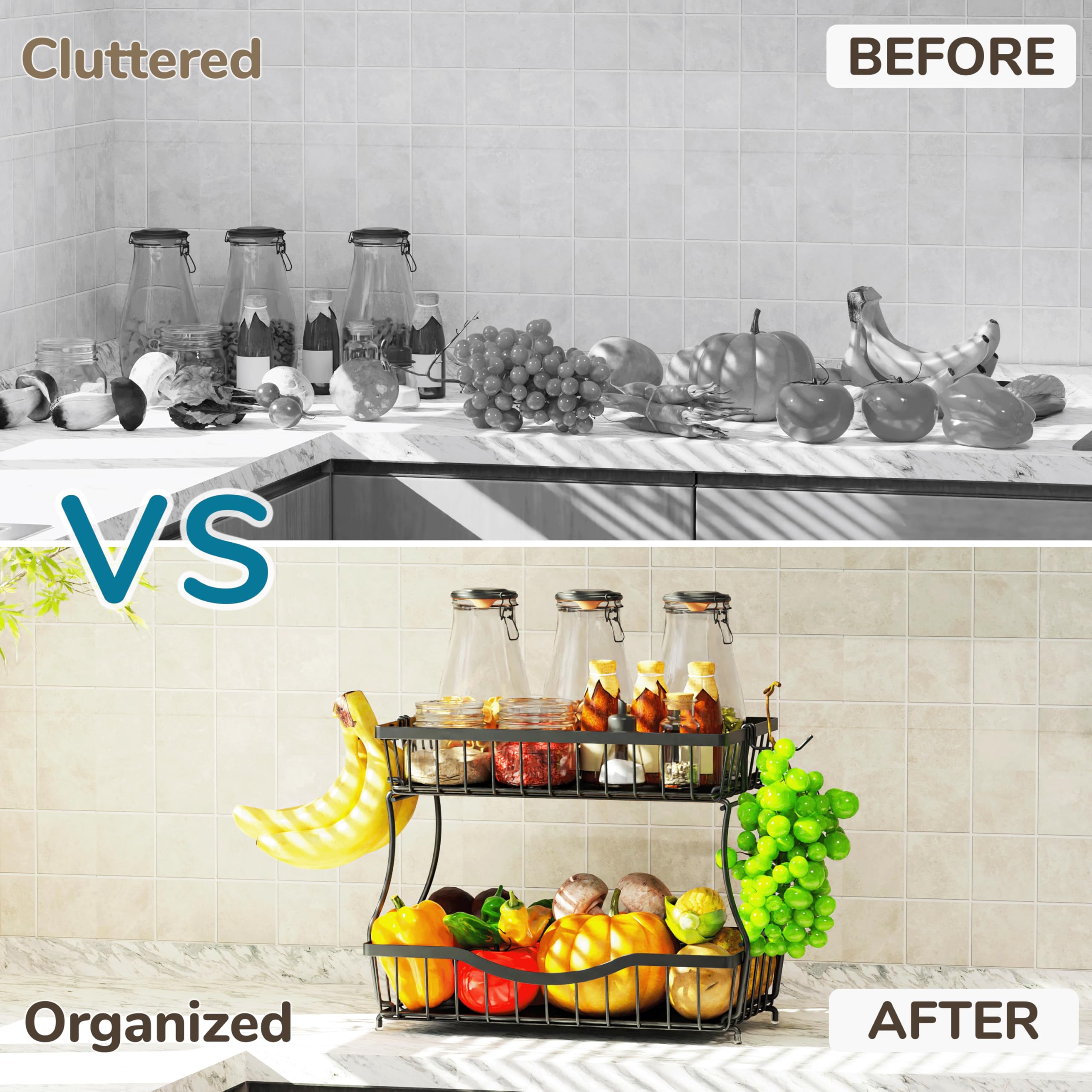 Zurklulu black kitchen organizer adds sleek style and practicality.