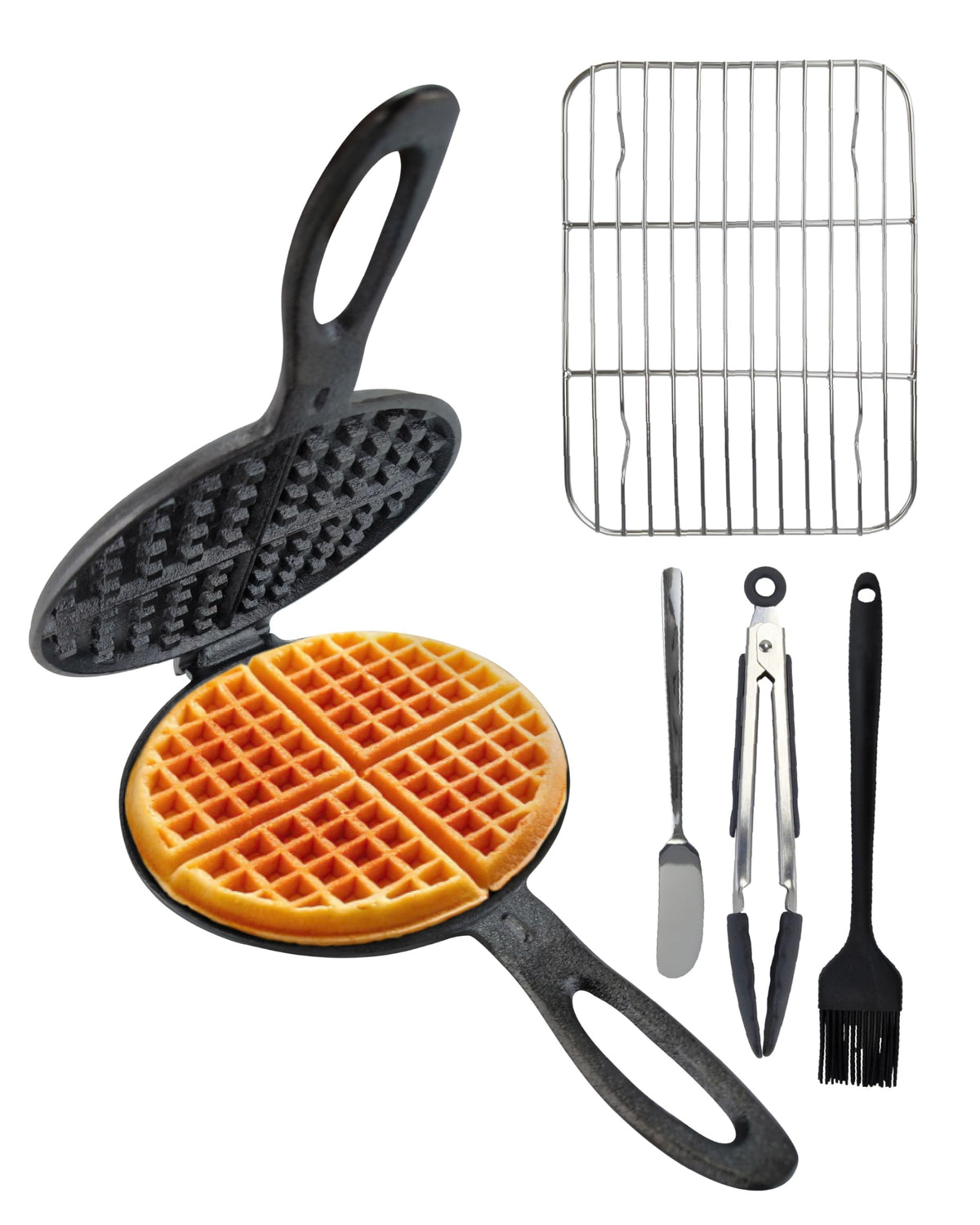 ZURRITO cast iron waffle maker on stove-top for crispy waffles