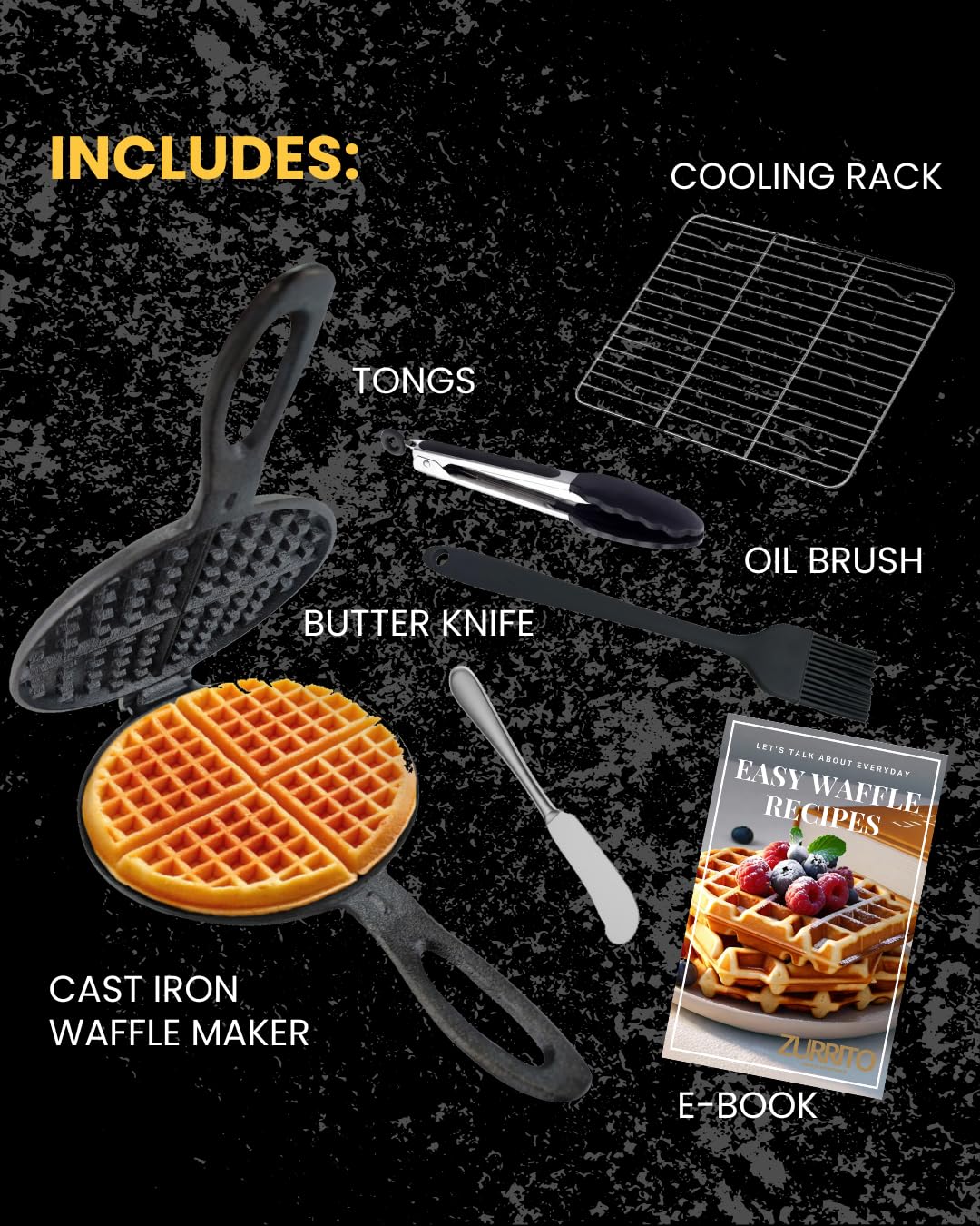 ZURRITO detachable stovetop waffle iron for easy cleaning after cooking