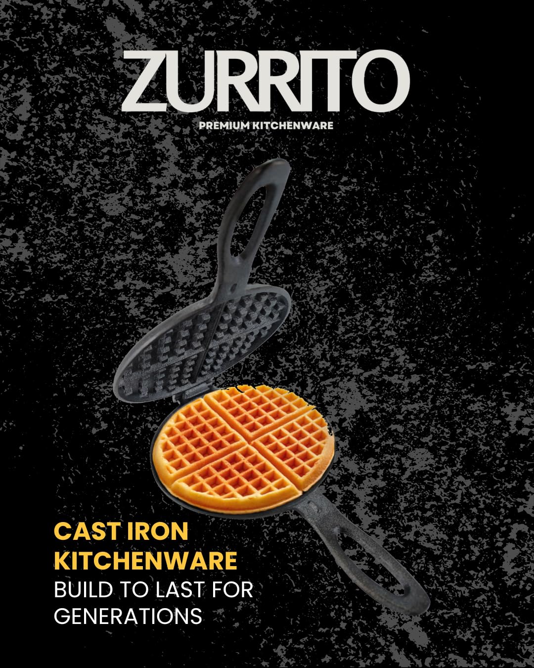ZURRITO waffle pan set with oil brush and cooling rack for complete prep