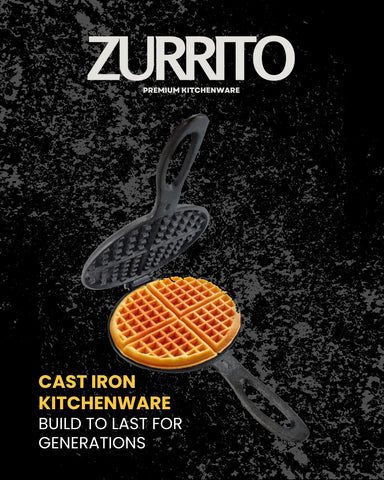 ZURRITO waffle pan set with oil brush and cooling rack for complete prep