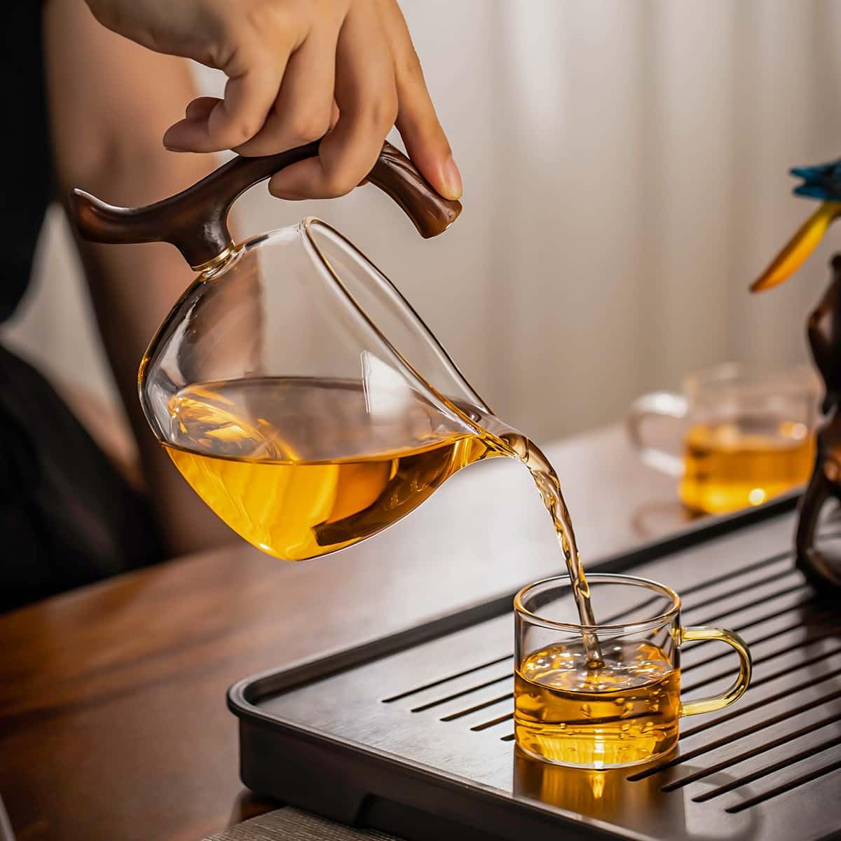 Zurucily Kungfu Glass Tea Set detachable frame for easy storage