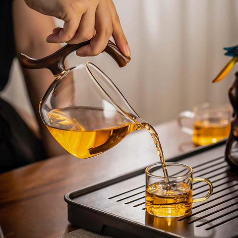 Zurucily Kungfu Glass Tea Set detachable frame for easy storage