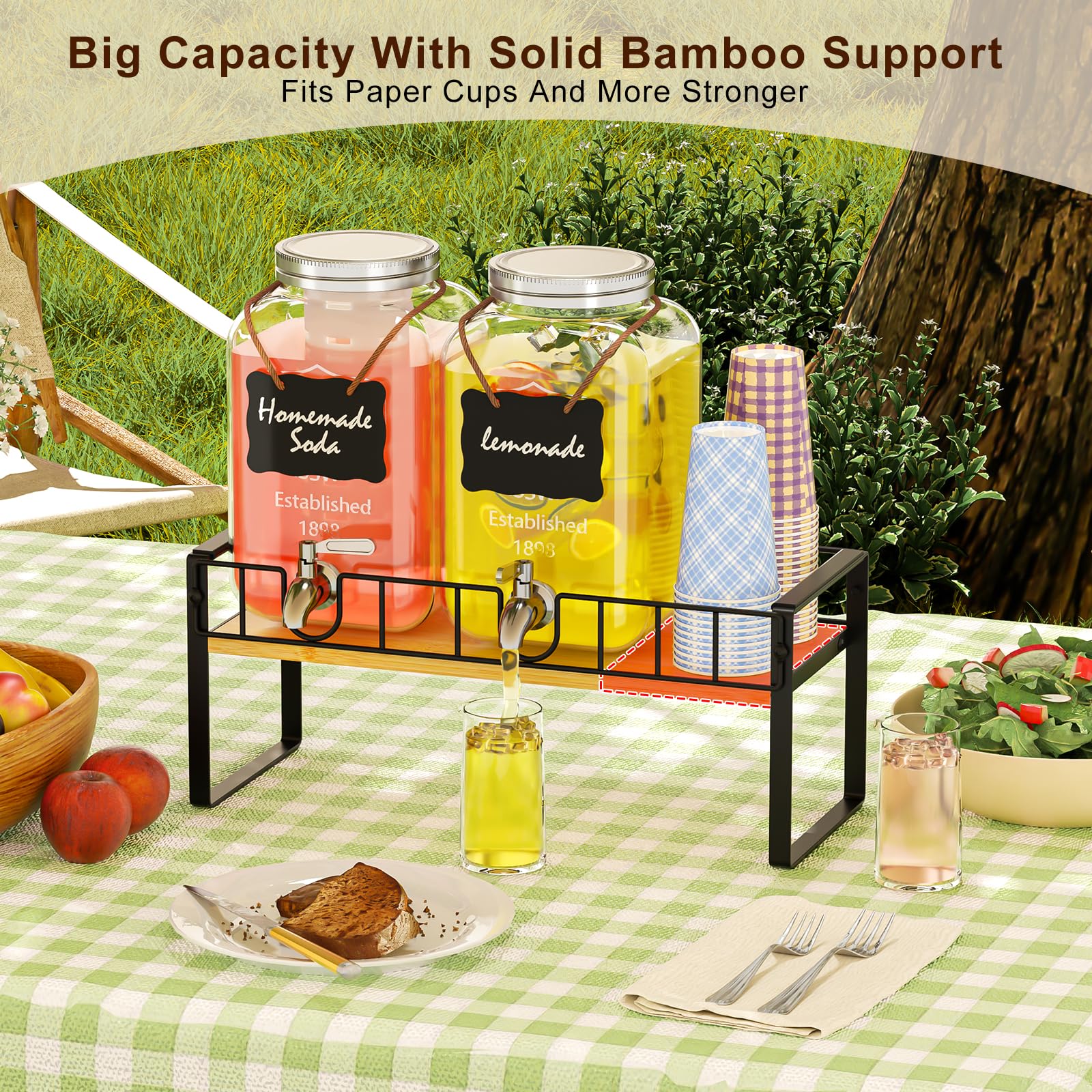 Zuyachuza 1-gallon glass dispensers provide clean, crystal-clear visibility for drinks.