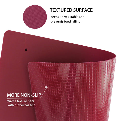 ZVP non-slip waffle-bottom cutting board keeps ingredients stable.