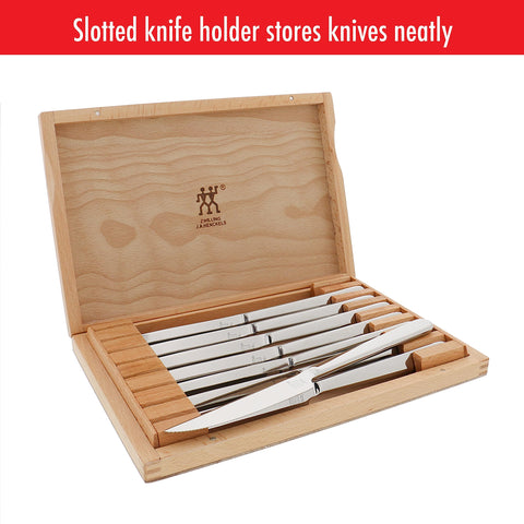 ZWILLING meat-cutting knives glide through thick cuts with ease.