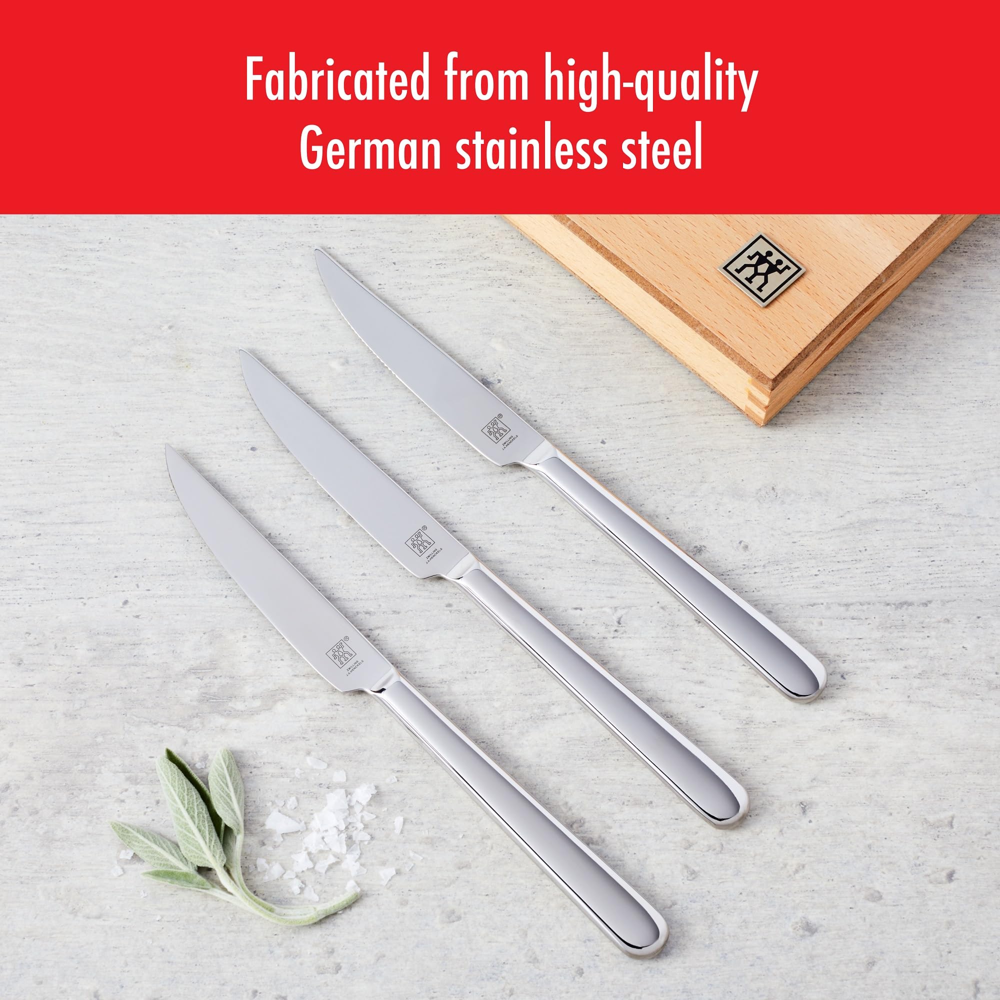 ZWILLING tapered ergonomic handle provides comfortable grip during meals.
