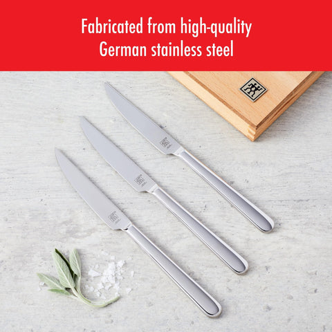 ZWILLING tapered ergonomic handle provides comfortable grip during meals.