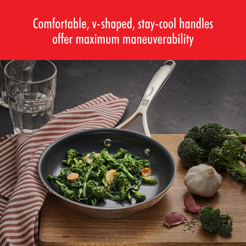 ZWILLING Energy Plus 3-ply clad base delivers even heating across the surface.