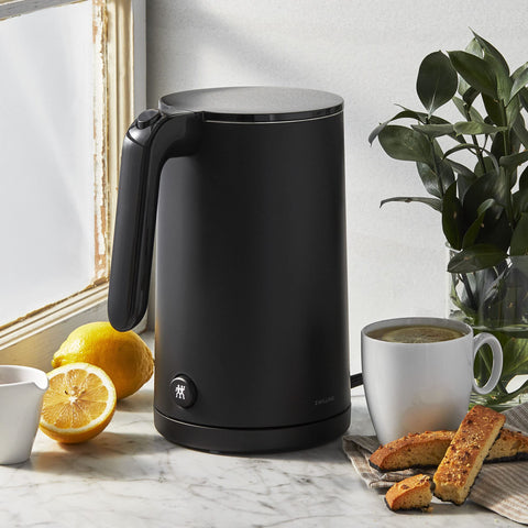 ZWILLING Enfinigy double-walled body keeps water hot while exterior stays cool.