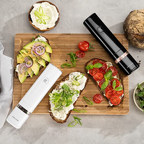 ZWILLING Enfinigy electric mill placed in a modern kitchen setup for easy use.
