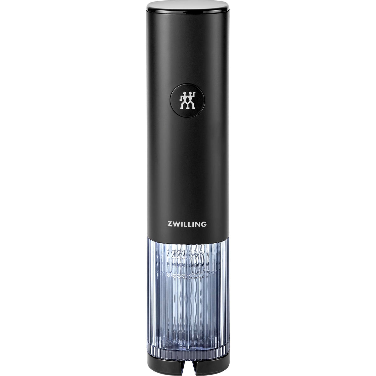 ZWILLING ENFINIGY wine opener front view highlights elegant matte black finish for stylish entertaining