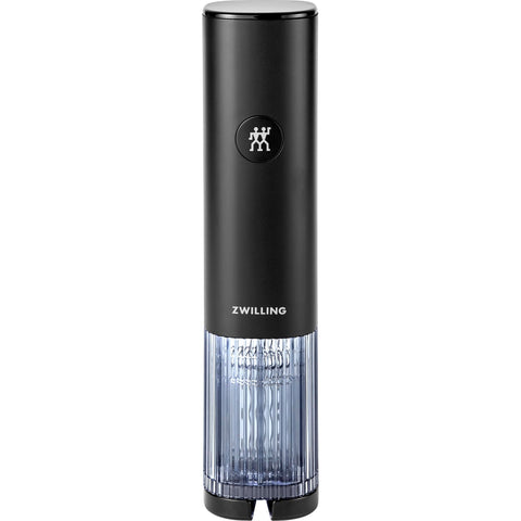 ZWILLING ENFINIGY wine opener front view highlights elegant matte black finish for stylish entertaining