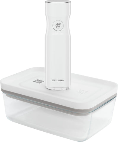 ZWILLING Fresh & Save handheld vacuum sealer pump in action keeps foods fresher longer for meal planning.
