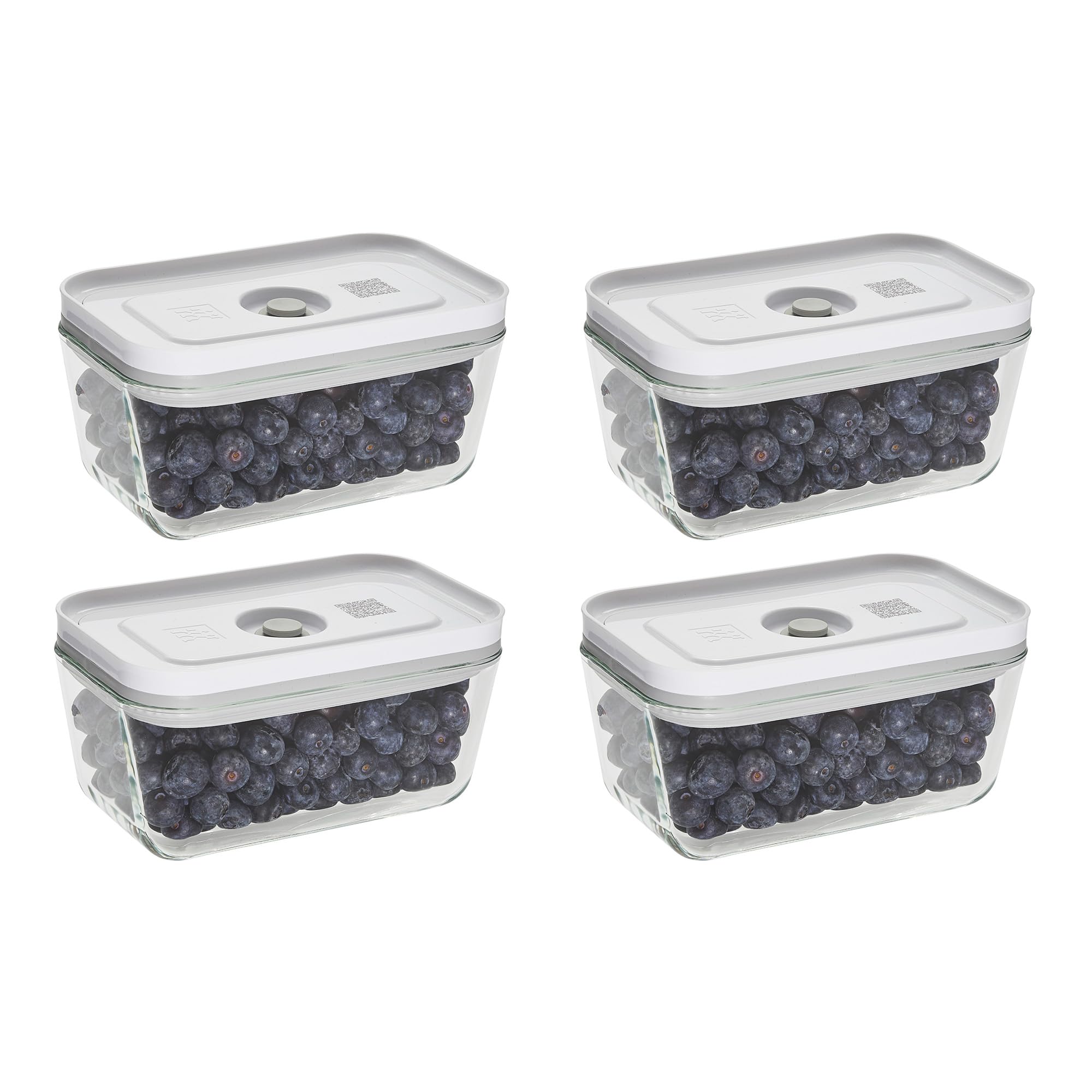 ZWILLING Fresh & Save 4-piece glass container set with airtight lids keeps foods fresh longer.