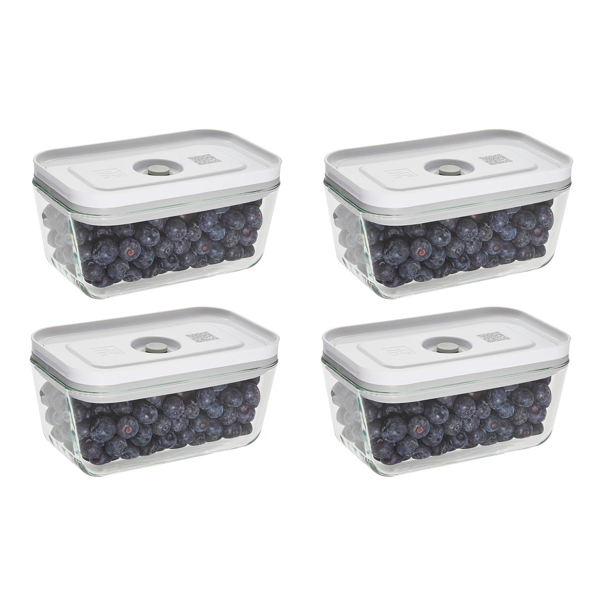 ZWILLING Fresh & Save 4-piece glass container set with airtight lids keeps foods fresh longer.