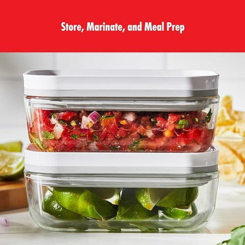 ZWILLING borosilicate glass containers resist temp changes and reheat safely.