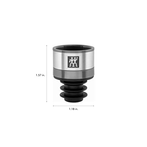 ZWILLING stainless steel wine stopper demonstrates durable, easy to clean closure.