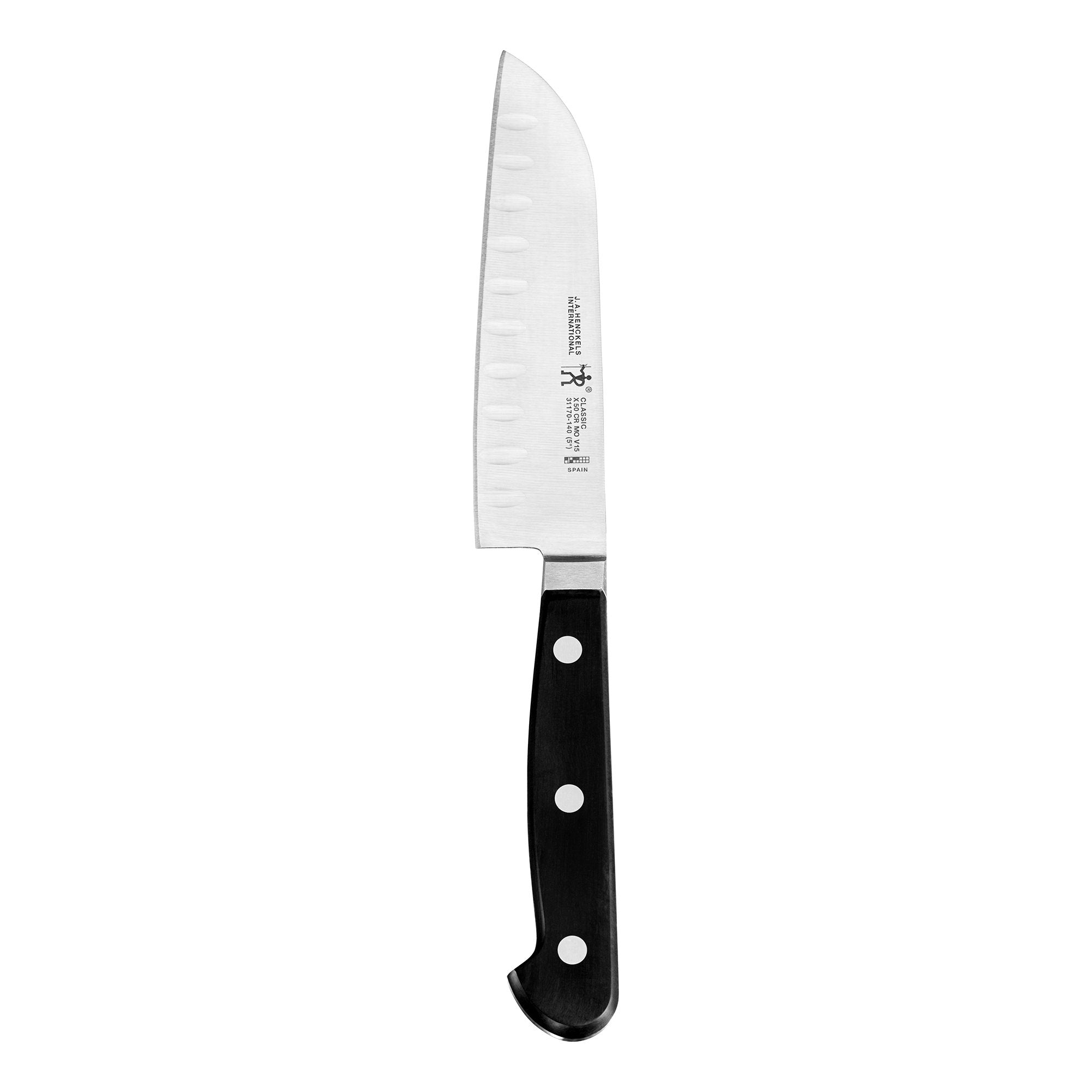 Zwilling Henckels Classic Santoku blade close-up for precise, long-lasting sharpness