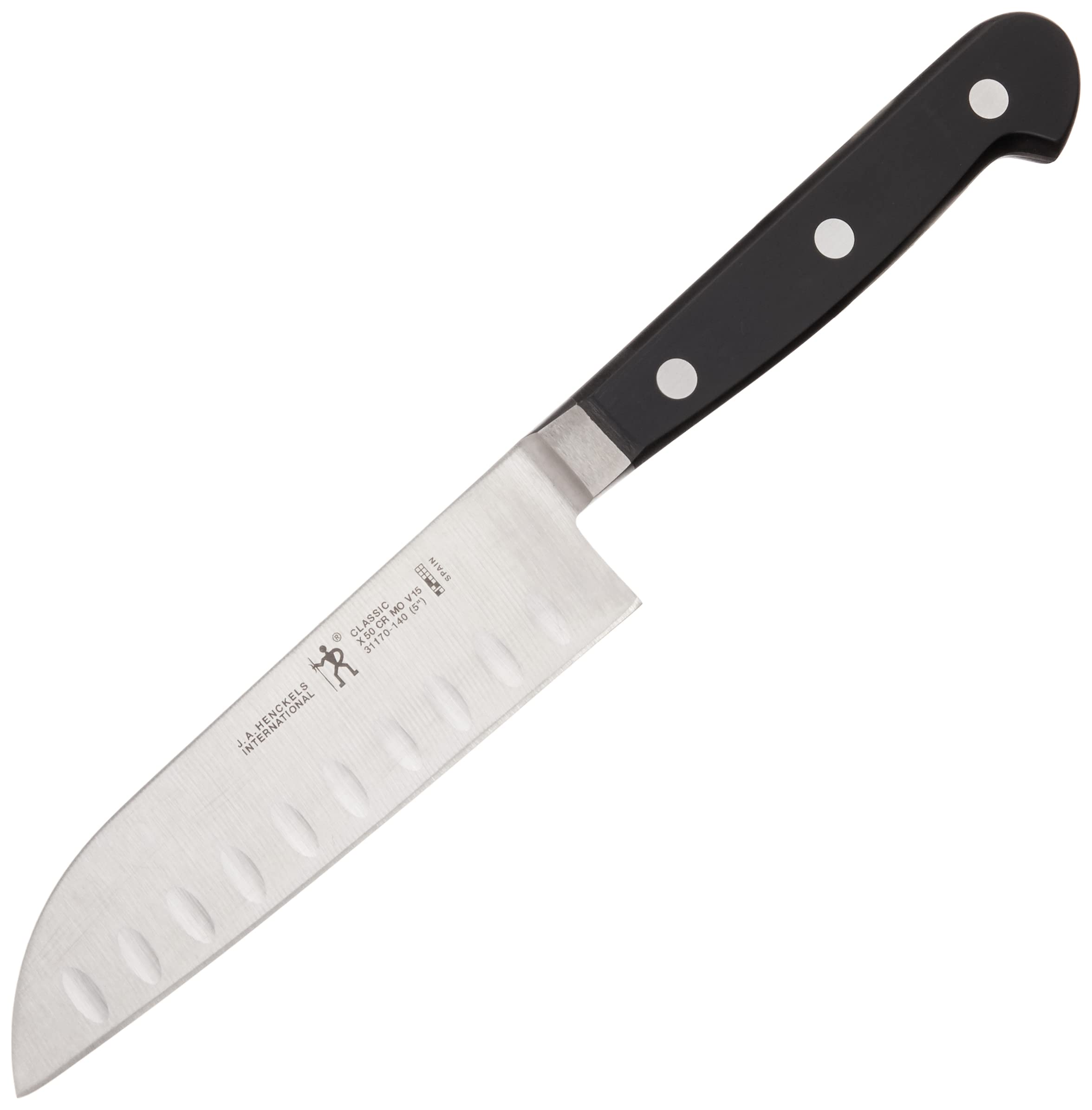 Zwilling Henckels Classic Santoku in-use for versatile kitchen prep