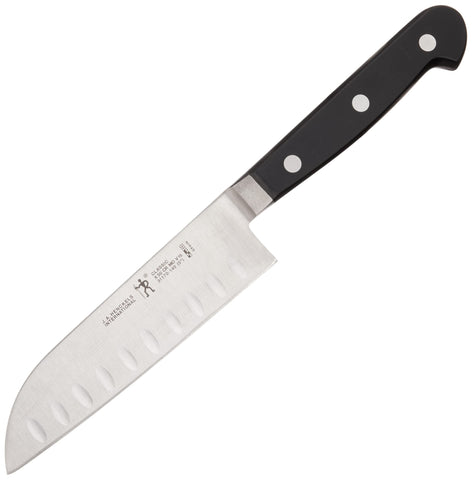 Zwilling Henckels Classic Santoku in-use for versatile kitchen prep
