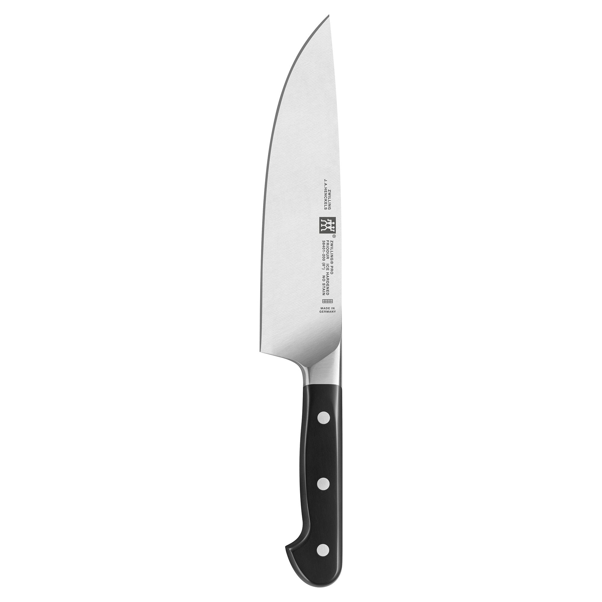 Zwilling Pro 8-inch Chef's Knife blade detail showing precision edge for daily prep.