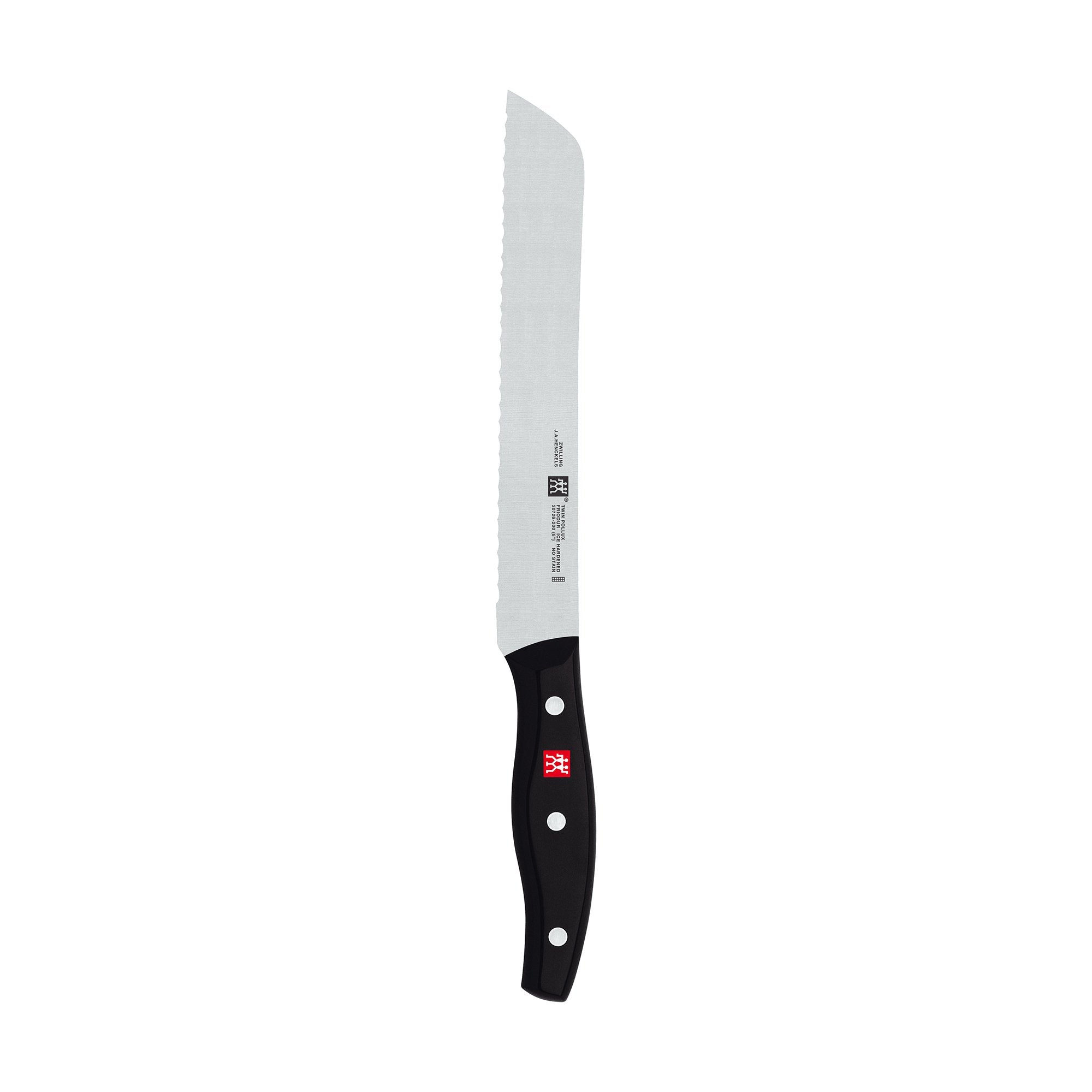 ZWILLING Twin Signature 8-inch bread knife blade close-up for precise slicing.
