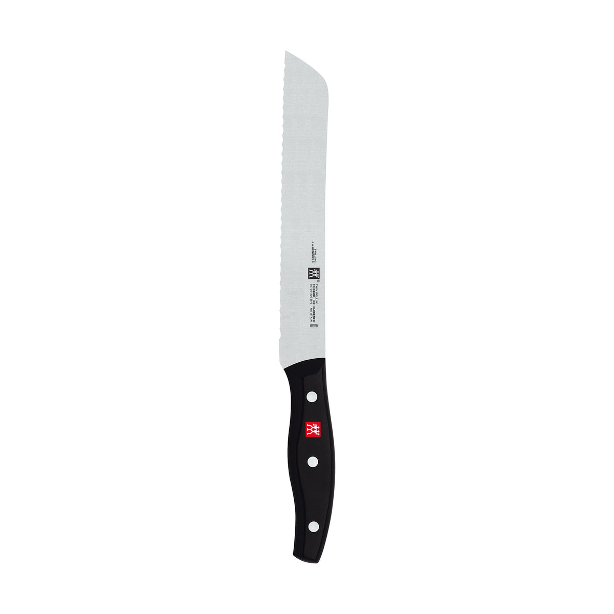 ZWILLING Twin Signature 8-inch bread knife blade close-up for precise slicing.