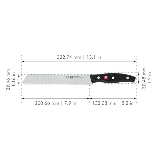 ZWILLING Twin Signature 8-inch bread knife laser edge honed for a sharp, consistent cut.