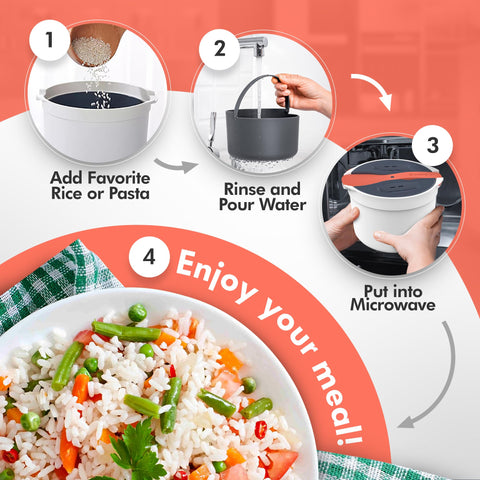 Zwippy built-in colander helps drain pasta and wash rice effortlessly