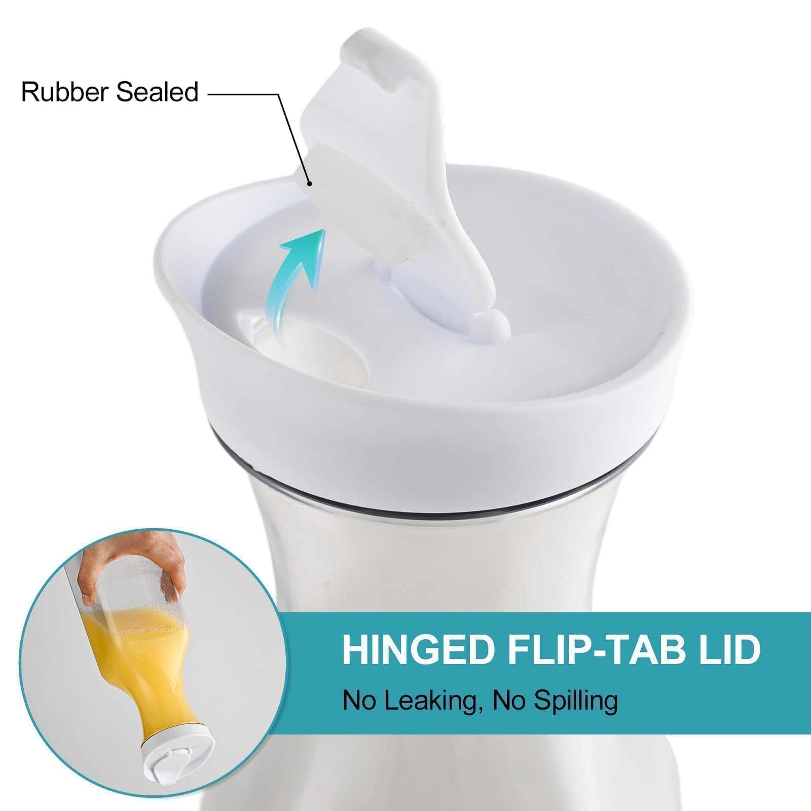 ZWYSLFCY carafes with white flip lids keep cold drinks fresh.