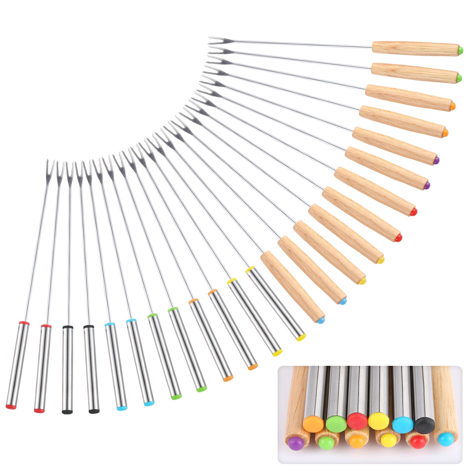 Zxmissu 24-pack nine-point-six-inch fondue forks for versatile cooking and entertaining.