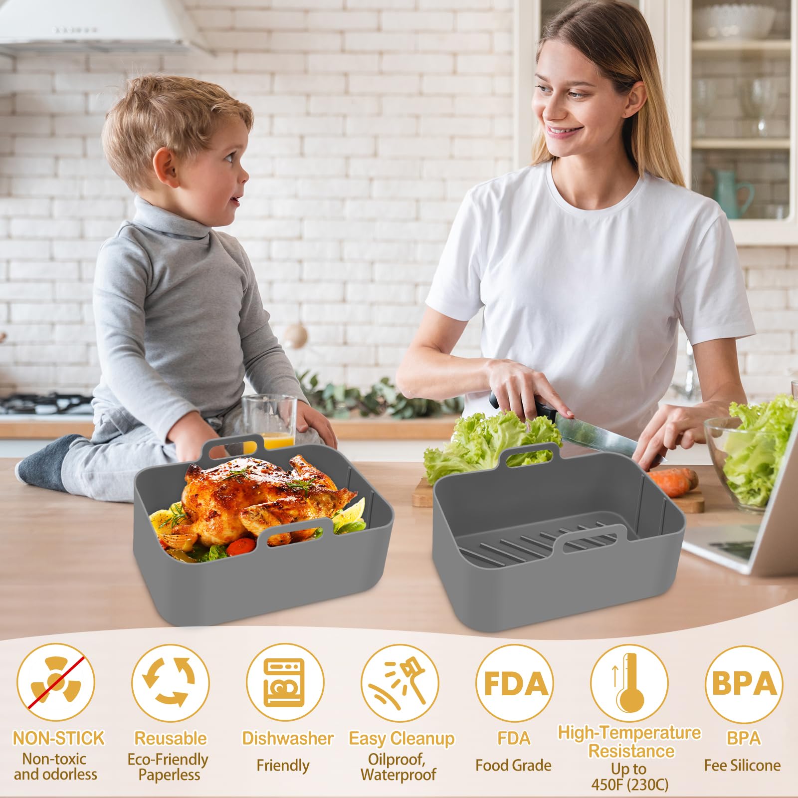 ZXZMZT 5QT rectangular liner enables versatile meals in compact 5QT air fryers