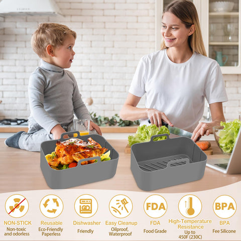 ZXZMZT 5QT rectangular liner enables versatile meals in compact 5QT air fryers
