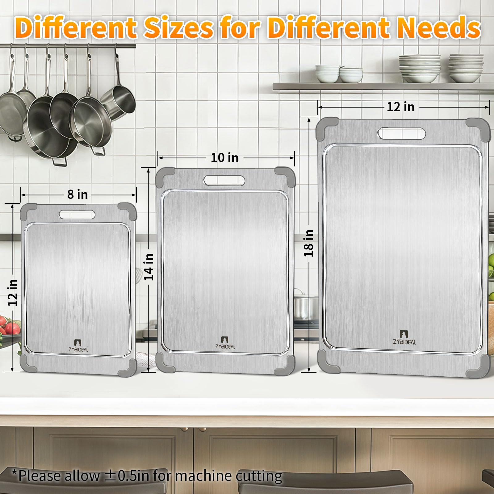 ZYBIDEAL titanium cutting board offers an easy-clean surface that resists residue.